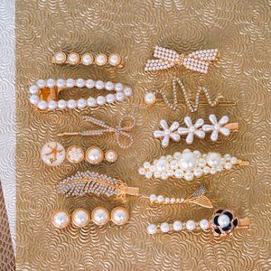 Retro Pearl Rhinestone Hair Clip Hair Claw (6 pcs )